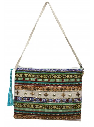 Embellished Dhurrie clutch
